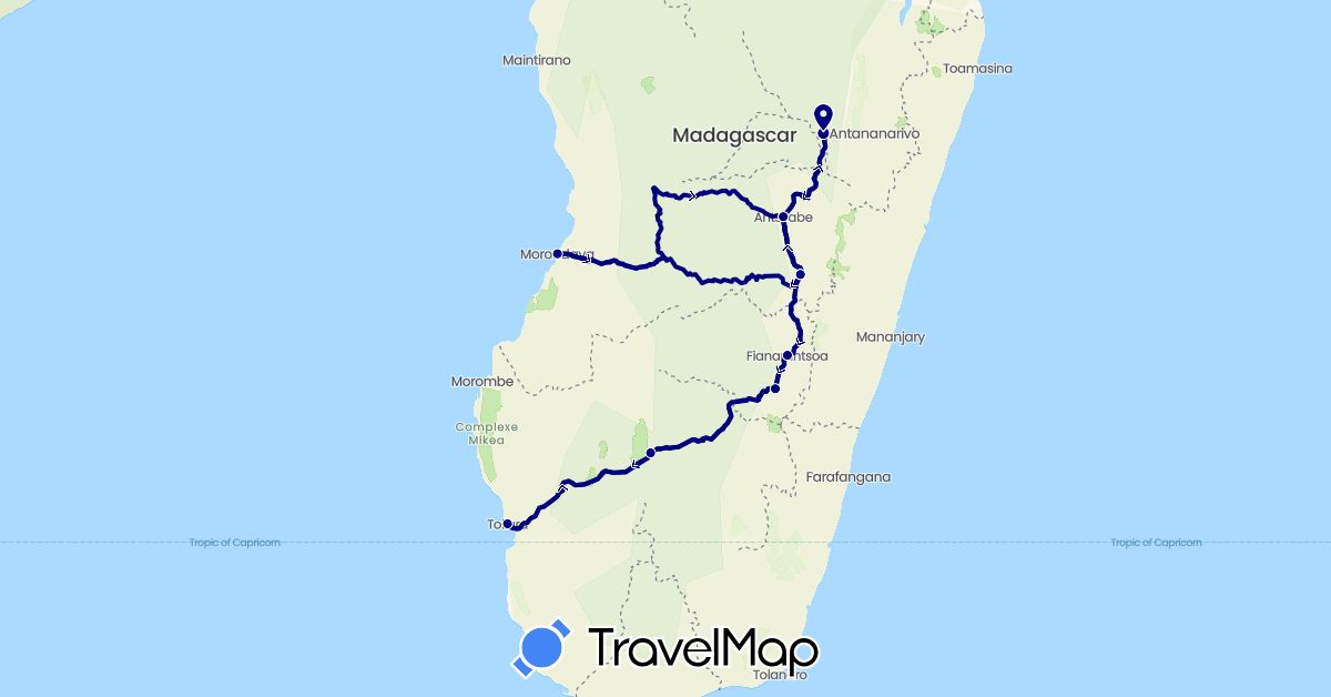 TravelMap itinerary: driving in Madagascar (Africa)